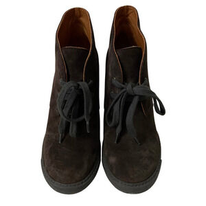 See by Chloe Boots Womens EU 36 US 6 Brown Black Suede Ankle Wedge Booties Shoes